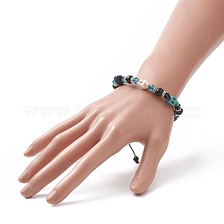 Braccialetti con perline intrecciate con teschio sintetico turchese (tinto).&nbsp;BJEW-JB09923-01