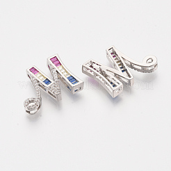 Breloques de glissière zircone cubique en laiton&nbsp;ZIRC-S063-01M-P