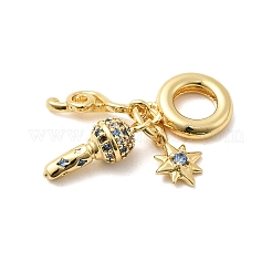 Messing Micro Pave blau Zirkonia europäischen Anhänger Charms&nbsp;KK-C138-01G