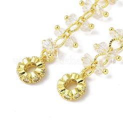 Messing klare Zirkonia Kette Quaste europäische Sicherheitskette Charms&nbsp;KK-A236-06G