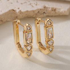 Pendientes de aro de latón con micro circonitas y cubic zirconia transparente&nbsp;WGE931E-01