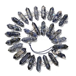 Natürlicher blauer Fleck Jaspis Doppelendperlen Stränge&nbsp;G-H069-B10-01