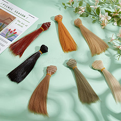 7 stücke 7 farben kunststoff lange gerade frisur puppe perücke haar&nbsp;DOLL-ME0001-06A