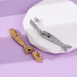 Boucles d'oreilles pendantes en acier inoxydable 304 en forme de poisson&nbsp;EJEW-A140-01GP