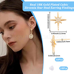 Risultati dell'orecchino della vite prigioniera di zirconia cubica 10pcs in ottone micro spianato&nbsp;KK-BBC0029-25