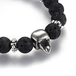 Verstellbare geflochtene Perlenarmbänder aus natürlichem Lavastein&nbsp;BJEW-JB03976