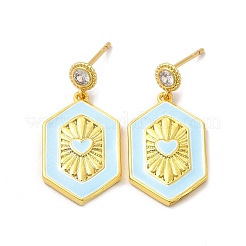 Boucles d'oreilles en laiton avec zircone cubique de micro pave&nbsp;EJEW-H091-07G