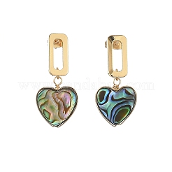 Herzförmige Ohrstecker mit Abalone-/Paua-Muschelperlen&nbsp;EJEW-JE07317