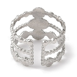 Ovale offene Manschettenringe aus 304 Edelstahl mit Emaille für Damen&nbsp;RJEW-F166-32P-01