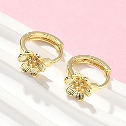 Pendientes de aro de latón con flores&nbsp;EJEW-Z102-02G