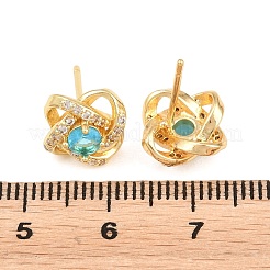 Aretes de latón con micro pavé de circonio cúbico para mujer&nbsp;KK-A305-10G