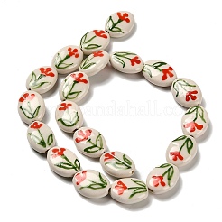 Perline di porcellana fatte a mano stampate a tema floreale&nbsp;LAMP-D303-06E-01