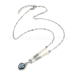 Colliers pour femmes avec pendentif ovale en nacre d'ormeau naturelle&nbsp;NJEW-JN06223
