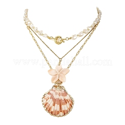 Set di collana con ciondolo a forma di fiore in conchiglia naturale&nbsp;NJEW-JN06509
