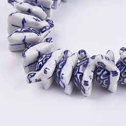 Fatti a mano perle di porcellana bianca e blu&nbsp;PORC-G002-06