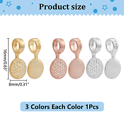 3 pz 3 colori 925 fermagli piatti in argento sterling da incollare&nbsp;STER-WR0001-09