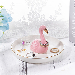 Sostenedor de anillo de flamenco de porcelana&nbsp;DJEW-WH0011-28