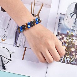 Geflochtenes Perlenarmband aus natürlichem Obsidian&nbsp;BJEW-SW00001-20
