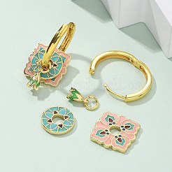 Boucles d'oreilles créoles en laiton à losanges&nbsp;EJEW-R016-13G-01