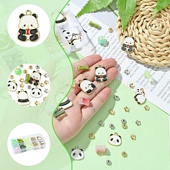 DIY-Schmuckherstellungssets aus Acryl und Emaille-Armbändern mit Bambus und Panda&nbsp;DIY-FS0007-48