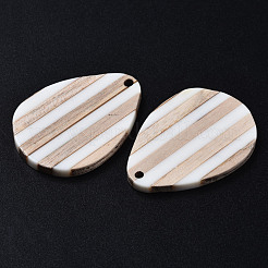 Ciondoli in resina e legno a strisce&nbsp;RESI-N025-015A-B01