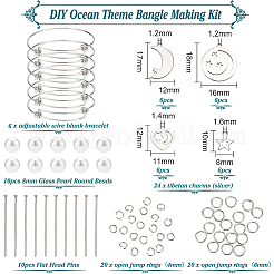 DIY-Armreif-Bastelset mit Mond- und Stern-Charm&nbsp;DIY-BC0004-64