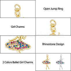 4pcs 2 colores latón micro pave colgantes de circonita cúbica&nbsp;KK-DC0003-39