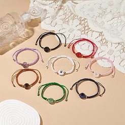 8 Uds 8 estilo donut de piedras preciosas mixtas naturales/juego de pulseras de cuentas trenzadas de disco pi&nbsp;BJEW-JB08967