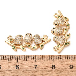 Pendentifs en laiton sertis de micro-pavés de zircones cubiques transparentes et vertes&nbsp;CU-K002-09G
