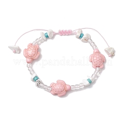 Bracelets tressés en perles synthétiques turquoise et magnésite&nbsp;BJEW-JB11677
