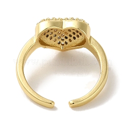 Anillo de brazalete de latón micro pavimentado con circonitas cúbicas transparentes&nbsp;RJEW-P104-07G