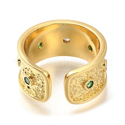 Offene Manschettenringe aus Messing mit Mikropflaster und Zirkonia für Damen&nbsp;RJEW-M022-22G