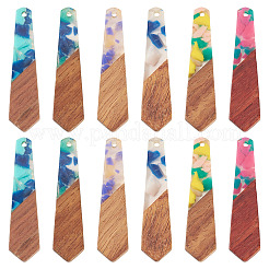 12 pendentif en résine et noyer de 6 couleurs&nbsp;FIND-TA0006-36D