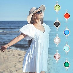 48 pz 8 colori quarzo naturale elettroplaccato in acciaio inossidabile sfaccettato fiore connettore charms&nbsp;STAS-UN0056-91