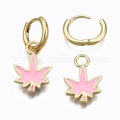 Aretes tipo argolla de latón y esmalte&nbsp;EJEW-T014-28G-05-NF