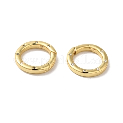 Anelli a molla con micro pavé di zirconi cubici trasparenti in ottone placcato&nbsp;KK-G504-10G