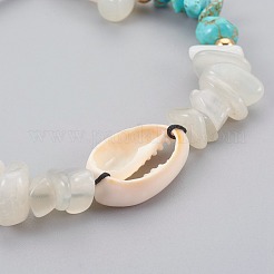 Bracciali con pietre intrecciate naturali / sintetiche miste e pietre di luna bianca&nbsp;BJEW-JB04080