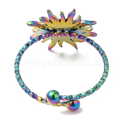 Bague ouverte en acier inoxydable 304 avec placage ionique (IP) pour femme&nbsp;RJEW-M149-08RC
