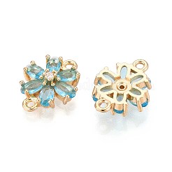 Breloques connecteurs en forme de fleur en laiton pavé de zircones cubiques&nbsp;KK-T078-26G
