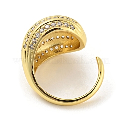 Anneau de manchette ouvert en laiton micro pavé de zircone cubique&nbsp;RJEW-C033-12G