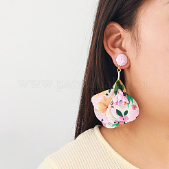 Pendientes colgantes de flores de tela de aleación&nbsp;FS-WG4D67B-05