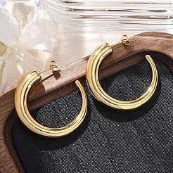 Pendientes de botón de acero inoxidable 304 en forma de C para mujer&nbsp;EJEW-A125-05G