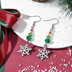 Glasohrringe mit Weihnachtsmotiv&nbsp;EJEW-TA00476