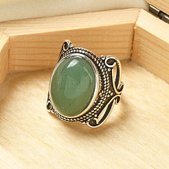 Verstellbare Ringe aus natürlichem grünem Aventurin&nbsp;RJEW-I108-02AS-08