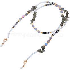 1 Stück Polymer Clay mit Legierung und Kristall-Halsband für Brillen&nbsp;AJEW-CN0005-04E