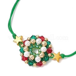 Pulseras de cuentas trenzadas con cuentas de vidrio&nbsp;BJEW-MZ00196
