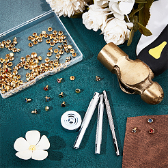 90 Stück runde Halbhohlnieten aus Messing mit Strass&nbsp;DIY-NB0010-29
