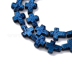 Brins de perles de pierre de lave naturelle galvanisées&nbsp;G-A256-A01-01I