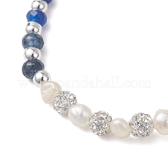 Pulseras elásticas con cuentas de jade de Malasia teñido natural y perlas cultivadas de agua dulce.&nbsp;BJEW-JB13380-02