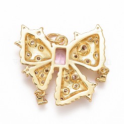 Placage en rack laiton rose et pendentifs en zircone cubique transparente&nbsp;KK-M229-02G
